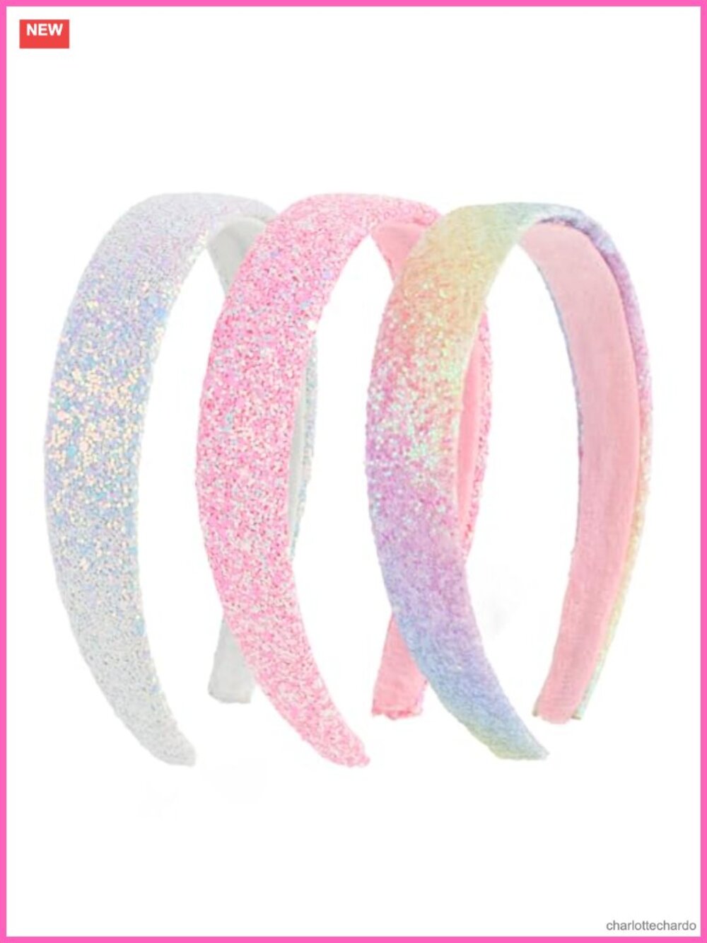 3 Pack Glitter Headbands Soft Elastic Hair Accessories for Girls